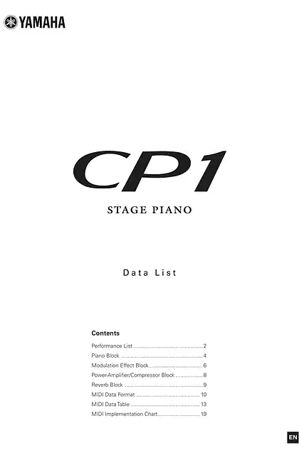 yamaha雅马哈CP1 Data List